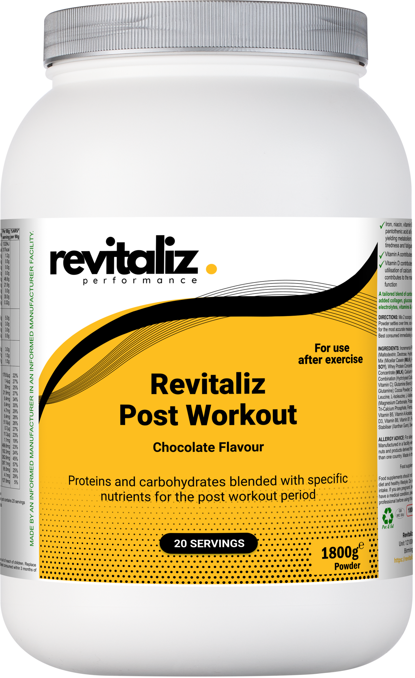 Revitaliz Post Workout Shake 1.8kg