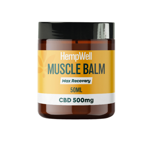 HempWell CBD Muscle Balm 500mg CBD (50ml) Glass Jar